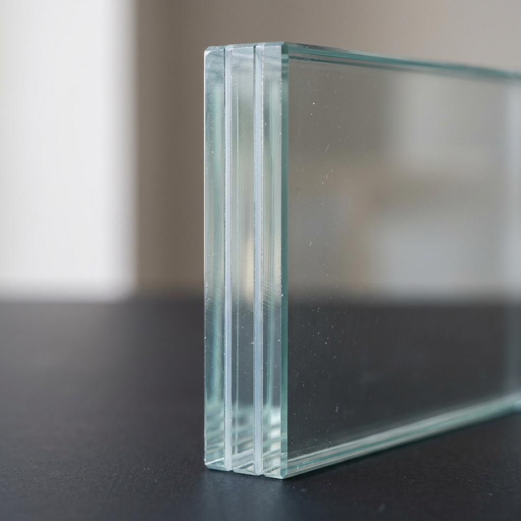 Macro shot of laminated glass layers