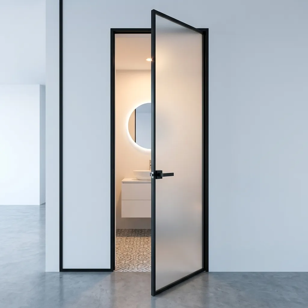 Black Frame Slim Glass Toilet Door Resale