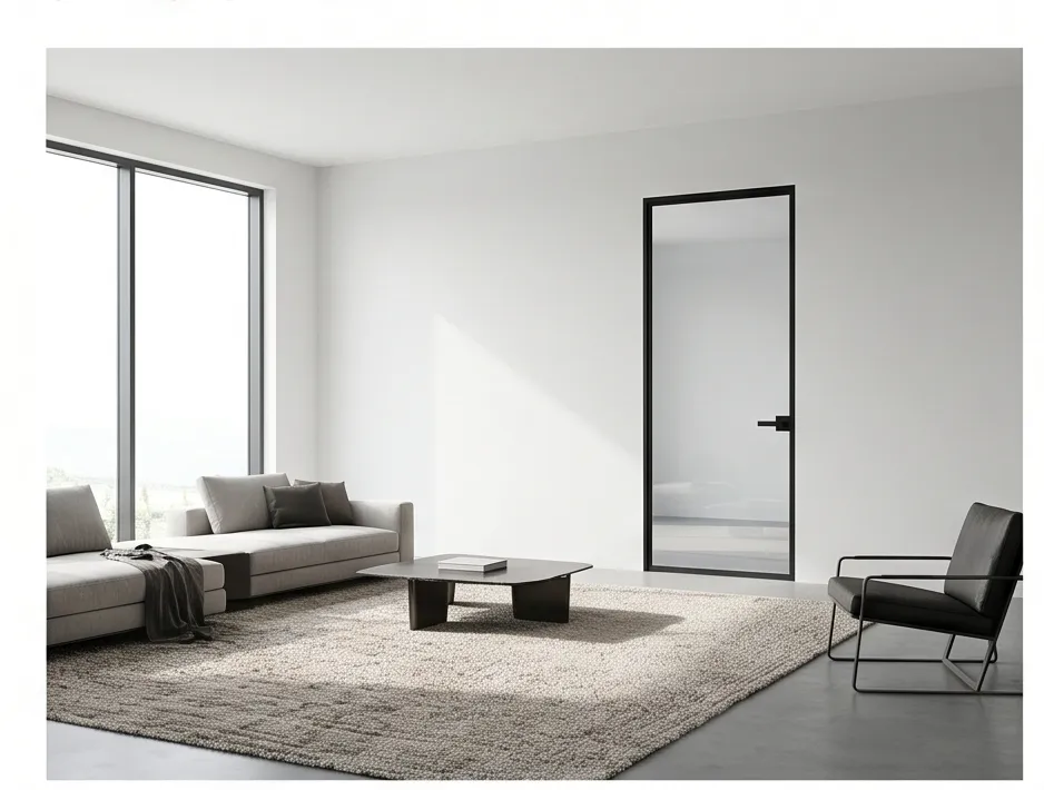 Black Slim Glass Door Living Room Bto
