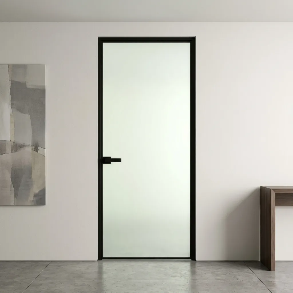 Ultra Slim Black Aluminium Swing Door Hdb