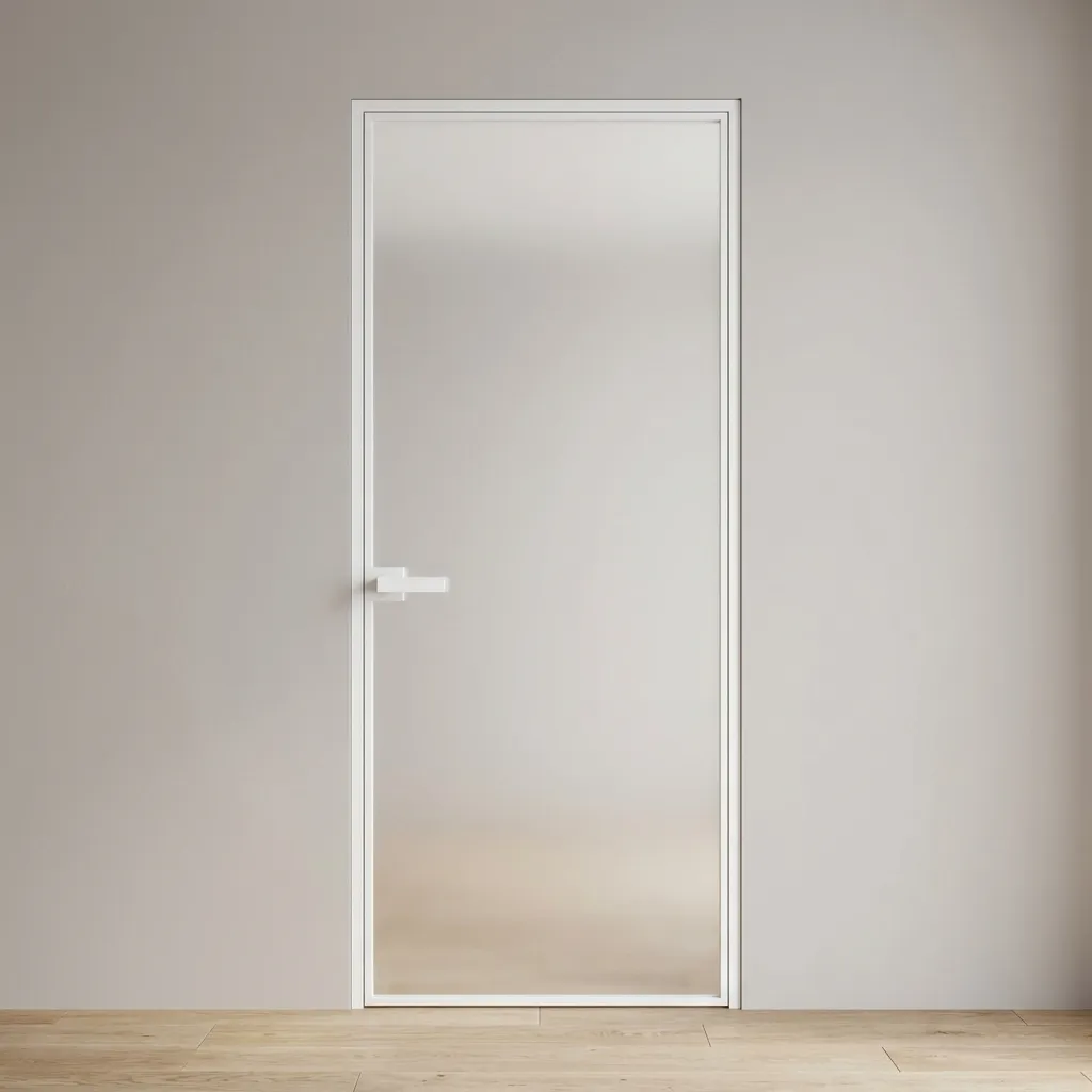White Frosted Glass Slim Swing Door Condo