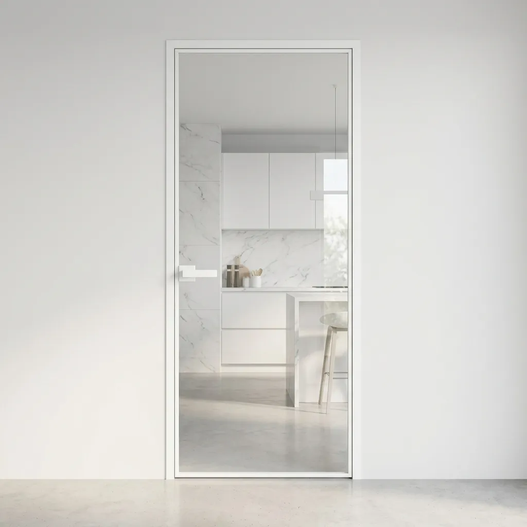 White Slim Glass Kitchen Door Singapore